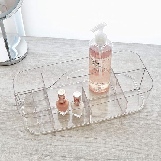 iDesign Recycled Plastic Cosmetic Organizer Tote, The Clarity Collection – 14.5” x 7” x 5.75”, Clear Bin