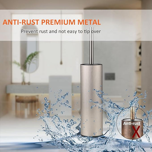 Toilet Brush and Holder Set Premium Material Toilet Bowl Cleaner Free Standing Toilet Bowl Brush and Holder 1pack Brushed Nickel
