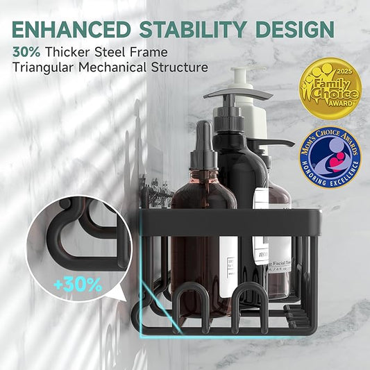 Veken Shower Caddy 6-Pack, Advanced Rustproof Design, No Drilling Adhesive Shelves, Rack with Soap Holder, Large Capacity Bathroom Organizers and Storage, Wall-Mounted Kitchen & Home Decor