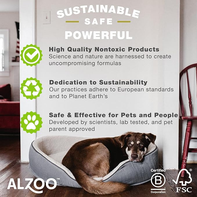 ALZOO Concentrated Stain & Odor Remover Bundle Bottle Set, Includes 32 Fl. Oz Refillable Bottle & 1.1 Oz. Concentrated Stain & Odor Remover, 100% Plant-Based Active Ingredients