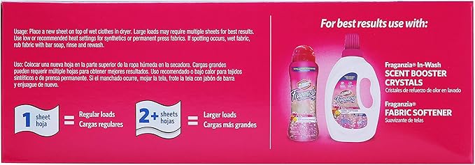 Clorox Fraganzia Fabric Softener Dryer Sheets | Scented Laundry Dryer Sheets for Great Smelling Clothes | Fresh Spring Scent Laundry Sheets, 105 Count - 6 Pack -BB0193PCS6