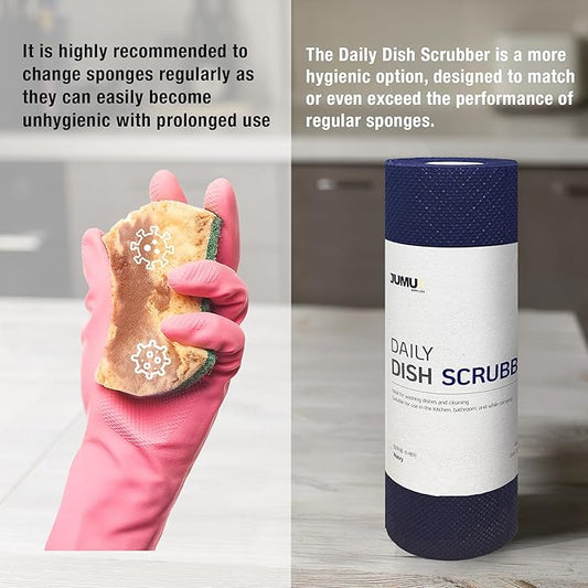 Daily Dish Scrubber Sheet Non-Scratch Household Disposable Cleaning Sponges | Recyclable, Eco-Friendly & Perfect for Kitchen, Home Cleaning and Outdoor Use (3, Navy)