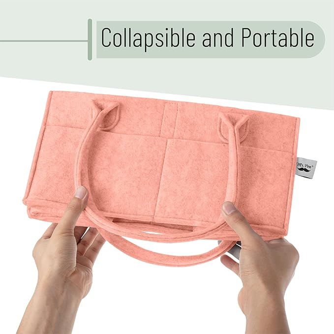 Mr. Pen- Baby Diaper Caddy Organizer, 1 Pack, Coral, Baby Caddy Organizer with Handle, Compact Size, Collapsible & Portable