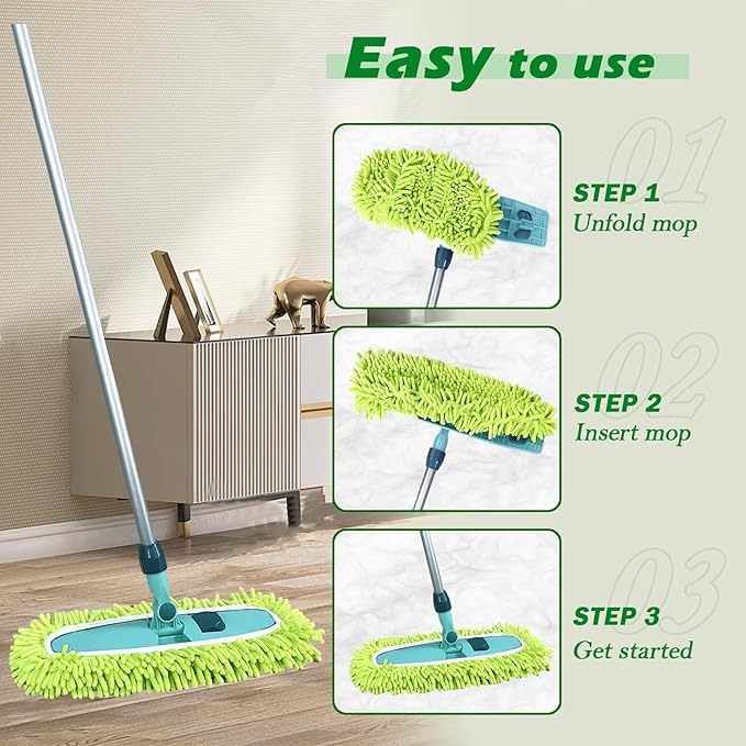 4PCS 14''~16'' Microfiber Dust Mop Pads Compatible with Leifheit 55210,Reusable Mop Refills,Replacent Wet Mopping Pad & Washable Dry Sweeping Cloths for Hardwood Floor/Tile/Marble Cleaning