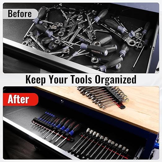 WORKPRO Magnetic Screwdriver Organizer and Wrench Organizer, Aluminum Rail Magnetic Tool Organizer, Tool Holder, Toolbox Organization, 12-Slot Screwdriver and Wrench Holder (Tools not Included)