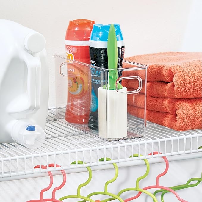 iDesign BPA-Free Plastic Pantry and Kitchen Storage, Freezer and Fridge Organizer Bin with Easy Grip Handles – 10” x 4” x 6”, Clear