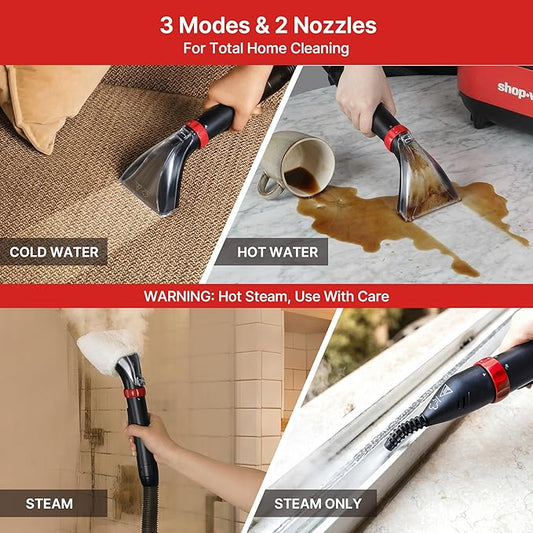 Shop-Vac Portable Carpet Cleaner Machine, Upholstery Cleaner with Steam & Heating System, 3 Modes Deep Stain Removal with Self-Cleaning Tool, for Car, Furniture, Stairs and Fabric Cleaning, 5430225