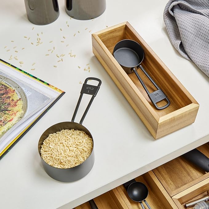 iDesign Acacia Wood Kitchen Drawer Organizer - Set of 3 - Natural