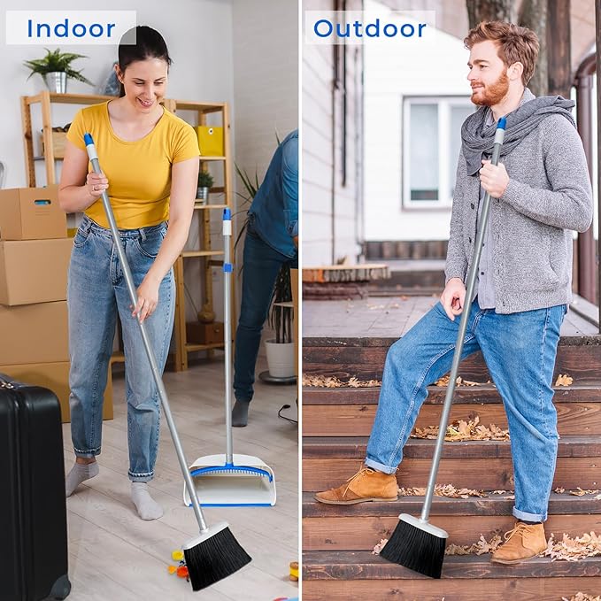 Broom with Dustpan Combo Set, Dustpans Stand Up