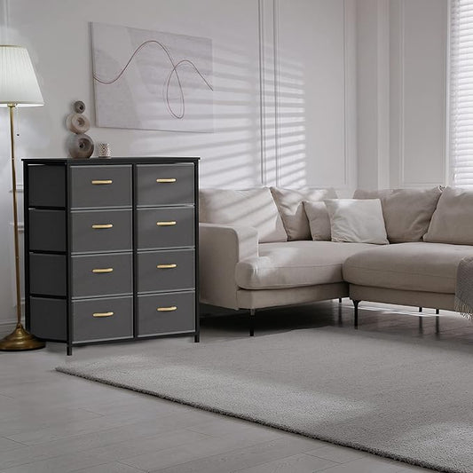 SIMPLE HOUSEWARE 8 Drawer Wide Dresser Tall Storage Tower, Dark Grey