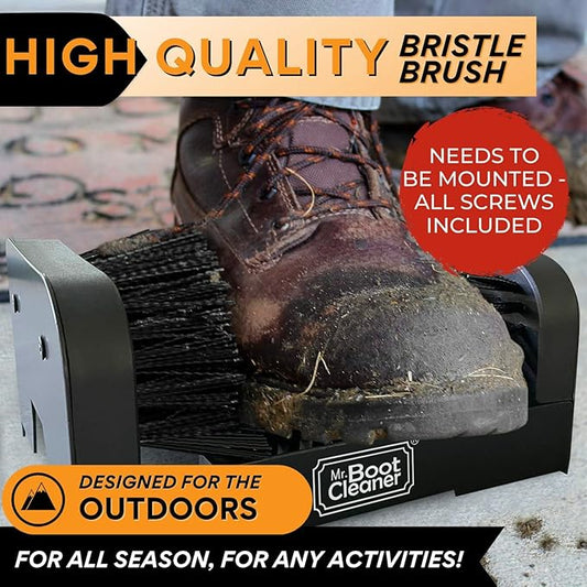 Heavy Duty Boot Brush Cleaner Outdoor Floor Mount or Portable Boot Scraper/Scrubber with Hardware