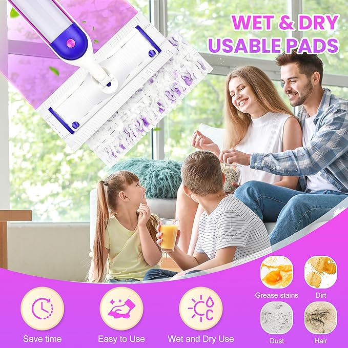 40 Cout Power Mop Pads Refills for Powermop , Multi-Surface Disposablen swiffer Power Mop Pads,Unscented Spray Cleaning Repalcement Pads Refill