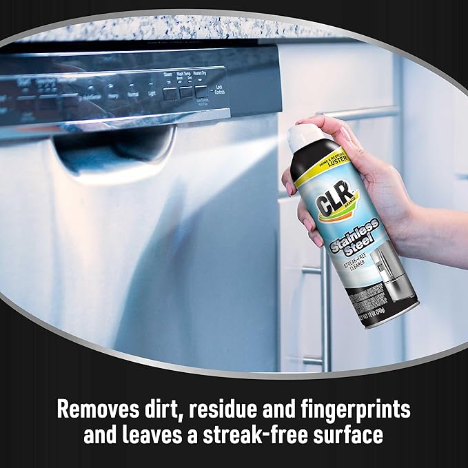 CLR Brands® Spot Free Stainless Steel Cleaner - Removes Water Marks, Fingerprints and Residue from Refrigerators, Dishwashers, Ovens and More, Streak Free Shine - 12 Oz Spray Can (Pack of 1)