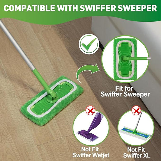 8 Pack Reusable Microfiber Mop Pads Replacement Compatible with Swiffer Sweeper, Machine Washable Mop Pads Refills for Wet & Dry Floor Cleaning, Mopping Cloths Fits Hardwood, Marble, Tile & Laminate