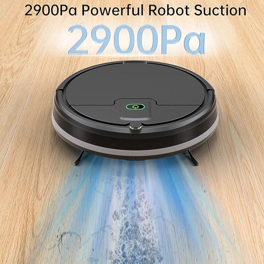 Robot Vacuum Cleaner,2900Pa Powerful Suction Robot Vacuums with Self-Charging,150Mins,Tangle-Free Robotic Vacuums Cleaner, Low Noise, Ideal for Hard Floor, Low-Pile Carpets & Pet Hair