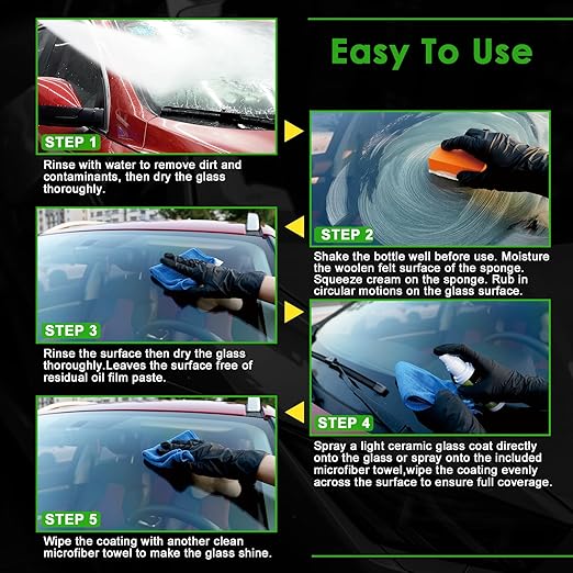 FOLLOWIN Glass Restore Care Kit Polishing Agent&Ceramic Sealant,Car Window Cleaner,Glass Polish,Streak Free Glass Cleaner,Rain Repelling Coating-Improved Visibility Glass Coating