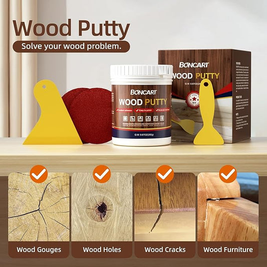Wood Filler, White Oak Wood Putty, 9.87 Ounces - Repairs Broken Wooden Furniture