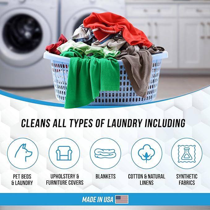 Enzyme Laundry Booster Odor Remover - 2 lbs Unscented Enzymatic Clothes Stain Cleaner Powder, Natural Deodorizer with Bio Active Enzymes, Detergent Additive Eliminator for Sweat, Oil, Blood - 64 Loads