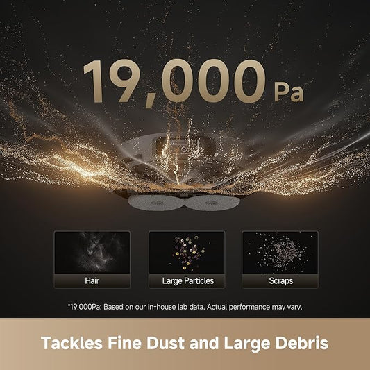 DREAME L40s Ultra Robot Vacuum and Mop, Auto-Empty, Mop Self-Cleaning, 1,9000Pa Suction, 100% Detangling DuoBrush, Extending Mops and Side Brush, 40mm Obstacle Clearing, App & Voice Control (Black)