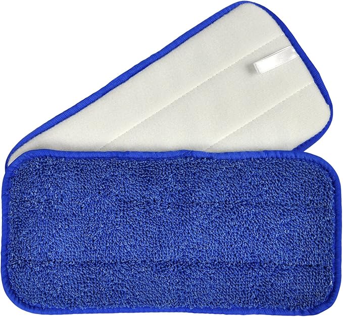 CleanAide All-Purpose Microfiber Twist Yarn Mop Pads for Dust, Dirt & Pet Hair, Hook & Loop Backing, Machine Washable & Reusable, Home & Commercial Cleaning, 10-Inch, 6-Pack, Blue