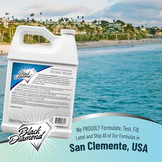 Black Diamond Stoneworks Natural Stone Cleaner - Limestone, Slate & Travertine Cleaner - Natural Stone Shower Cleaner for Marble - Concentrated PH Neutral Stone Floor Cleaner - 1-Gallon.