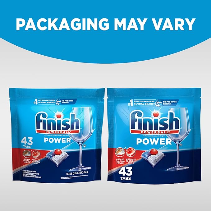 Finish Power Dishwasher Pods, No Pre-Rinse Dishwasher Detergent Soap For Deep Clean & Shine with Degreasing Power, 43 Count