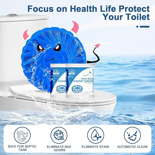Toilet Bowl Cleaners, Automatic Toilet Bowl Cleaner Tablets Blue Gel Powerful Clean, Septic Safe Toilet Tank Cleaner, Bathroom Deodorizer & Prevent Stain, Fresh Scent-10 PACKS