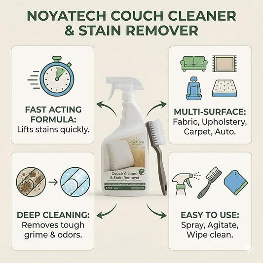 Couch Cleaner and Stain Remover Spray – Professional Strength, Multi-Surface Fabric and Upholstery Cleaner – Pet-Safe, Non-Toxic, Quick-Drying for Couches, Sofas & Car Interiors