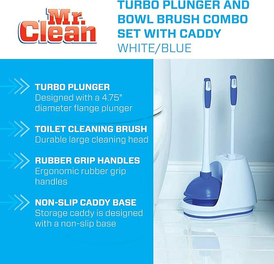 Mr. Clean Toilet Bowl Brush and Plunger Caddy Combo (Set of 2)