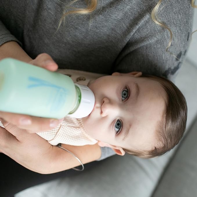 Dr. Brown's Natural Flow Anti-Colic Options+ Narrow Glass Baby Bottle 8 oz/250 mL, with Level 1 Slow Flow Nipple, 4 Pack, 0m+