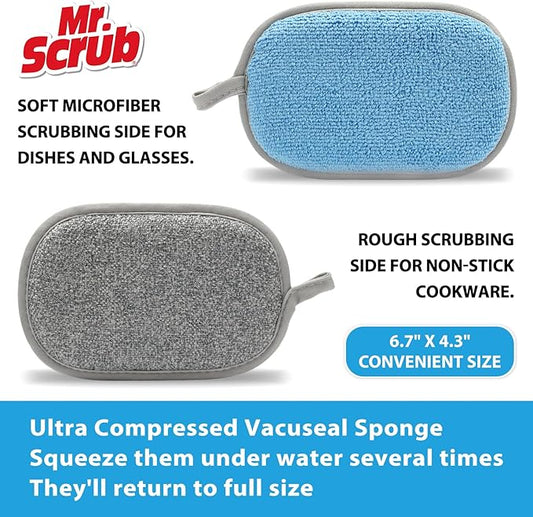 All-Purpose Sponges Kitchen, Non Scratch Dish Sponge for Washing Dishes Cleaning Kitchen, Rough Scrubbers Side for Non-Stick Cookware, Soft Microfiber Scrub Side for Dishes(6 Pack, Large)
