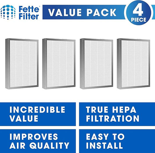 Fette Filter - Premium H13 True HEPA Replacement Filter Compatible with MA-25 Air Purifier with 3-in-1 filtration system. (Pack of 4)