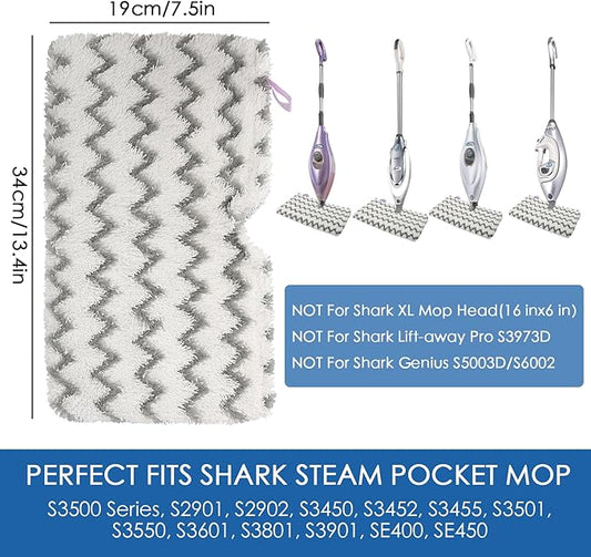 Upgraded Scrub Steam Mop Pad for Shark Steam Pocket Mop S3501 S3601 S2901 S2902 S3550 S3801 S3901 SE450 S3601D S3901D, Steam Mop Replacement Pads for All Hard Floors, 3 Pack