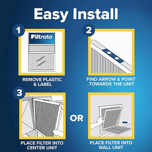 Filtrete 13x21.5x1 AC Furnace Air Filter, MPR 700, MERV 8, Tough on Pollen, Easy on Airflow, 3-Month Pleated 1-Inch Electrostatic Air Cleaning Filter, 4-Pack (Actual Size 12.69 x 21.19 x 0.81 in)