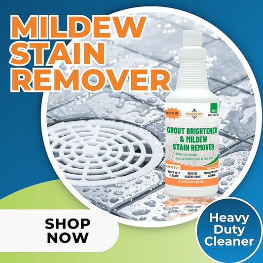 Mildew Stain Remover – Powerful Mold & Mildew Cleaner for Tile, Grout, Showers & Bathrooms – Removes Black Stains & Soap Scum – Fast Acting, Professional Strength Cleaner