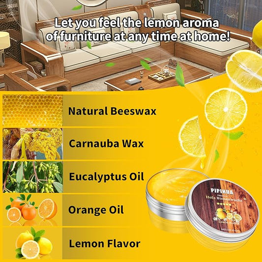 PIPIHUA Beeswax Polish and Conditioner for Wood Furniture - Waterproof & Restorer Wood Wax, Multipurpose Beeswax Furniture Polish and Cleaner for All Types and Colours, Lemon(100g with Sponge)