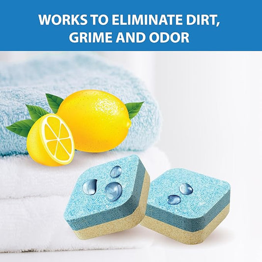 SANI 360° Washing Machine Cleaning tablets, 12 pack is Formulated with Enzyme, Deep Cleans and Deodorizes Front and Top Loading Washers use up to 1 year supply Lemon Scent
