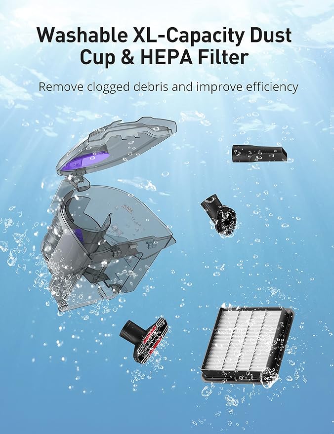 Aspiron Canister Vacuum, Upgraded 1600W Bagless Canister Vacuum Cleaner, Auto Cord Rewind, H13 HEPA Filter, 3.7Qt Large Capacity, 5 Tools for Hard Floors, Carpet, Pet, Upholstery, Tiles, Lilac