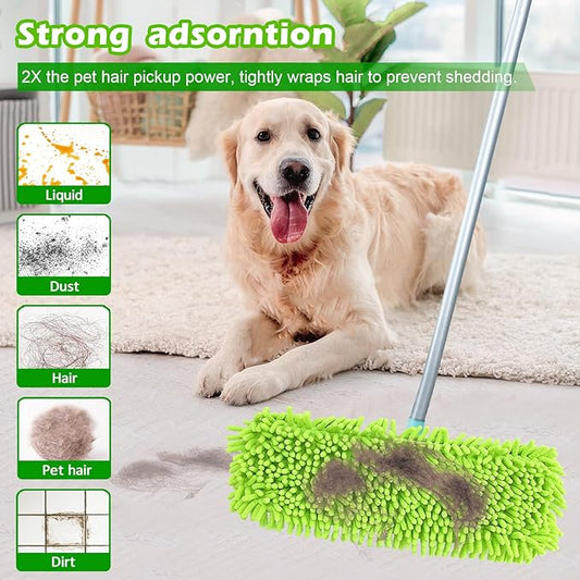 4PCS 14''~16'' Microfiber Dust Mop Pads Compatible with Leifheit 55210,Reusable Mop Refills,Replacent Wet Mopping Pad & Washable Dry Sweeping Cloths for Hardwood Floor/Tile/Marble Cleaning