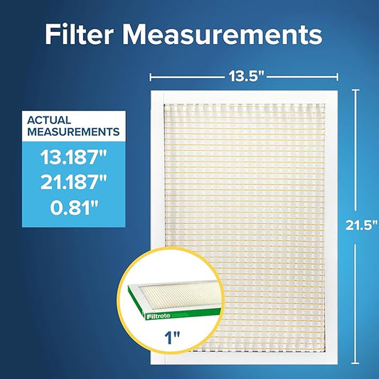 Filtrete 13.5x21.5x1 AC Furnace Air Filter, MERV 8, MPR 700, Tough on Pollen, Easy on Airflow, 3-Month Pleated 1-Inch Electrostatic Air Cleaning Filter, 4-Pack (Actual Size 13.187 x 21.187 x 0.81 in)
