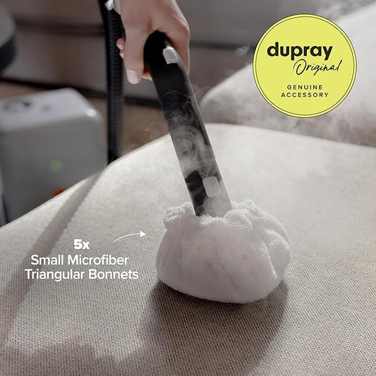 Dupray Small Triangle Bonnets – Reusable Microfiber Cleaning Pads for Steam Cleaners, Precision Fit Steam Mop Accessories for Hard Floors, Tiles, Grout – Pack of 5