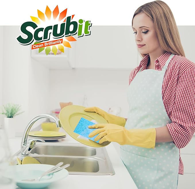 SCRUBIT 48-Count Sponges Kitchen for Dishes Cleaning - Non-Scratch Dish Scrub Sponge - Packaging May Vary, Natural Cellulose Kitchen Sponges