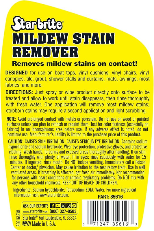 STAR BRITE Mold Stain & Mildew Stain Remover + Cleaner – Lifts Dirt & Removes Mildew Stains on Contact - 22 OZ Spray, clear (085616SS)
