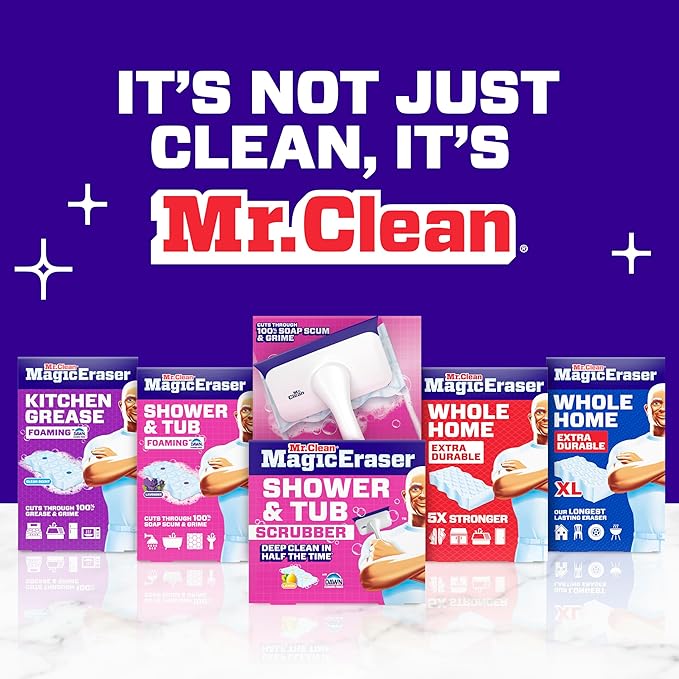 Mr. Clean Magic Eraser Foaming Sponge, Kitchen Grease Eraser, Dawn Cleaning Power, Oven Cleaner, Unstopables Fresh, 6ct