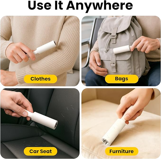 DELOMO Mini Lint Rollers Travel Size 8 Pack (240 Sheets Total) – Extra Sticky Lint Roller for Pet Hair, Clothes, Furniture & Car – Compact Portable Design for On-The-Go Quick Cleanups