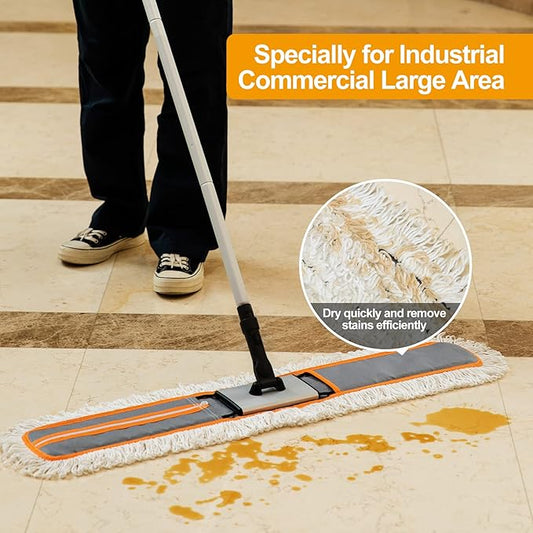 36” Commercial Dust Mop for Hardwood Floor Cleaning, Heavy Duty Push Broom Mop Hotel Company Household Cleaning Supplies for Hardwood, Tiles, Marble,Vinyl Plank Floors Cleaning