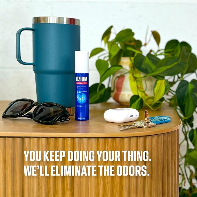 Ozium 0.8 oz. Air Sanitizer & Odor Eliminator for Homes, Cars, Offices and More, New Car Scent, Pack of 6