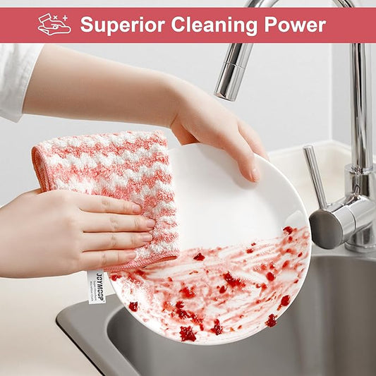 JOYMOOP 5 Pack Microfiber Cleaning Cloth, All-Purpose Microfiber Towels, Absorbent Streak Free Lint Free Rags for Cleaning Reusable and Washable Towels - 11.81" x 11.81"