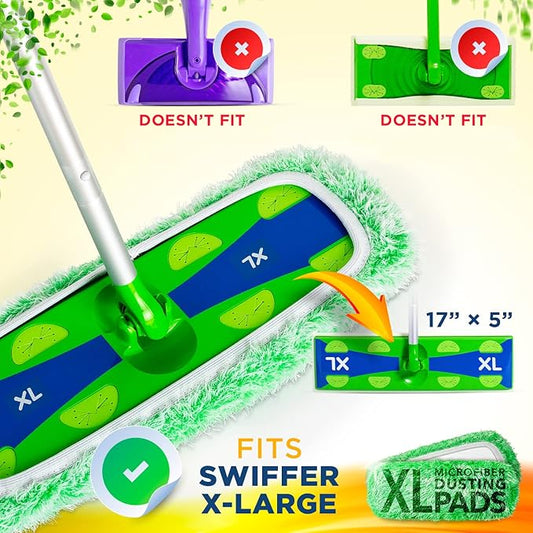 VanDuck X-Large Dust Mop Refill for Swiffer XL (2 Pack) - Microfiber Pet Heavy Duty Dry Sweeping Refills - Reusable Mop Pad