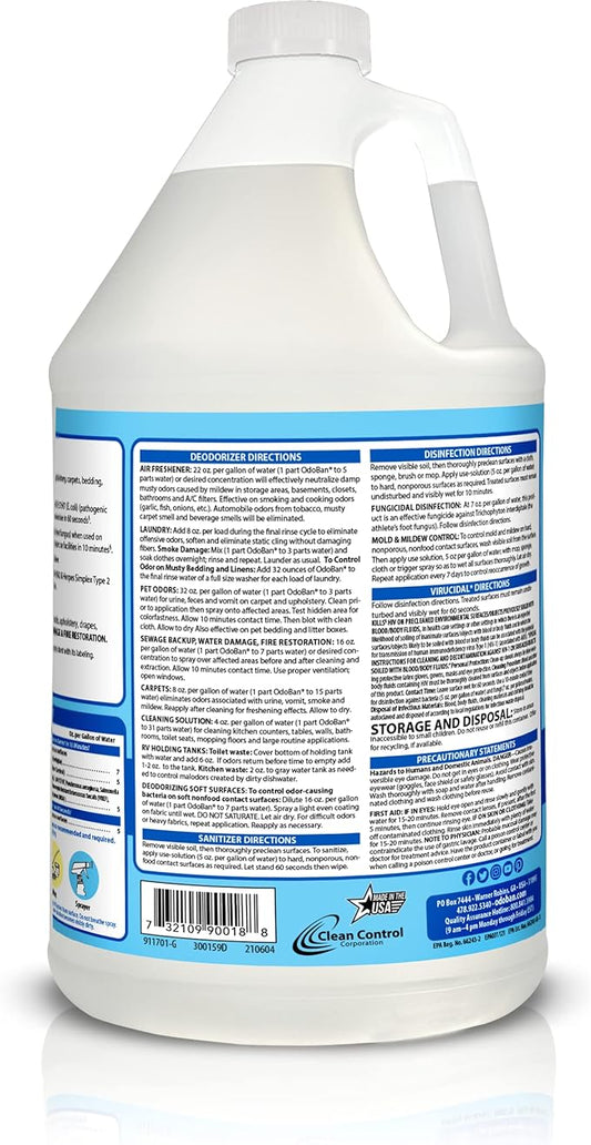 OdoBan Disinfectant Concentrate and Odor Eliminator, Made in the USA, Fresh Linen Scent, 2 Gallons